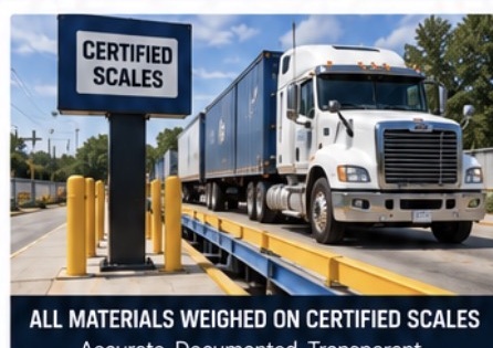 Truck being weighed on a certified industrial scale