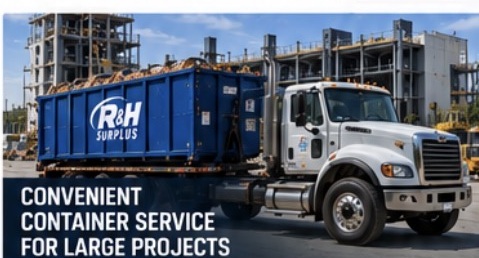 Container service truck at an industrial facility